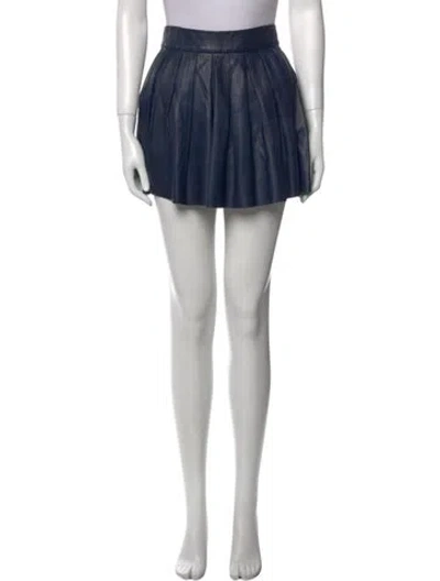 Pre-owned Alice And Olivia Leather Mini Skirt In Blue
