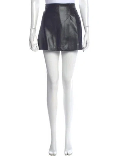 Pre-owned Alice And Olivia Leather Mini Skirt In Blue