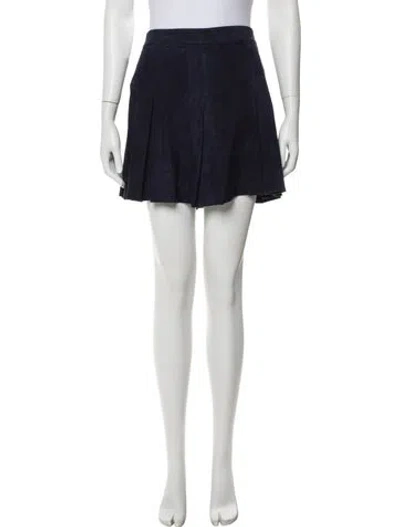 Pre-owned Alice And Olivia Leather Mini Skirt In Blue