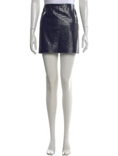 Pre-owned Alice And Olivia Leather Mini Skirt In Blue
