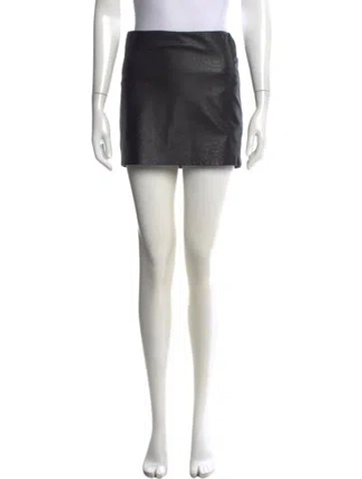 Pre-owned Alice And Olivia Leather Mini Skirt In Blue