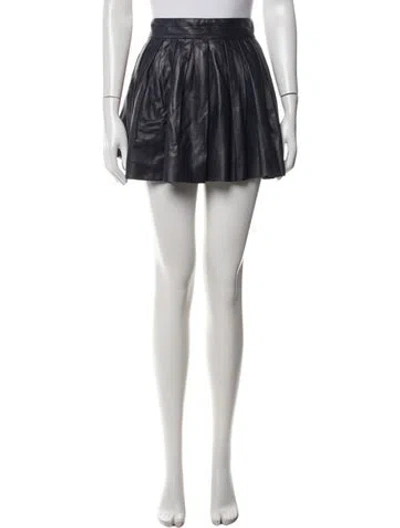 Pre-owned Alice And Olivia Leather Mini Skirt In Blue