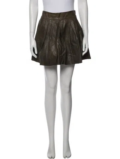 Pre-owned Alice And Olivia Leather Mini Skirt In Brown