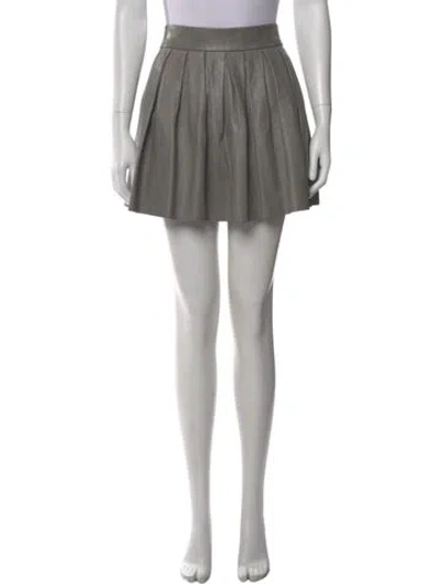 Pre-owned Alice And Olivia Leather Mini Skirt In Gray