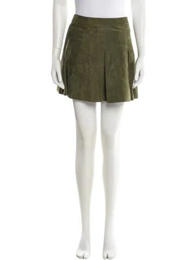 Pre-owned Alice And Olivia Leather Mini Skirt In Green