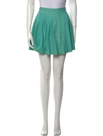 Pre-owned Alice And Olivia Leather Mini Skirt In Green
