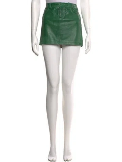 Pre-owned Alice And Olivia Leather Mini Skirt In Green