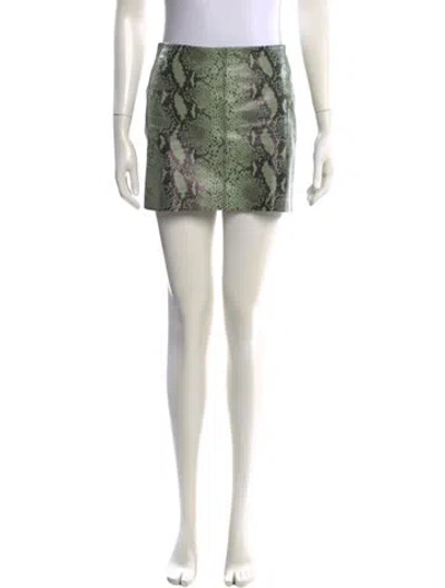 Pre-owned Alice And Olivia Leather Mini Skirt In Green