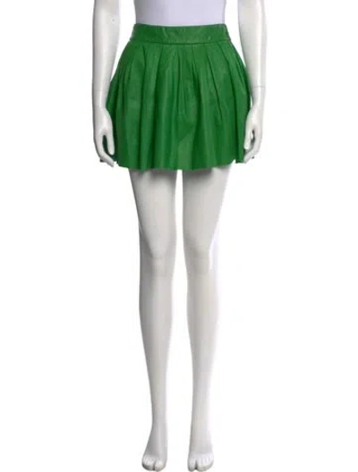 Pre-owned Alice And Olivia Leather Mini Skirt In Green