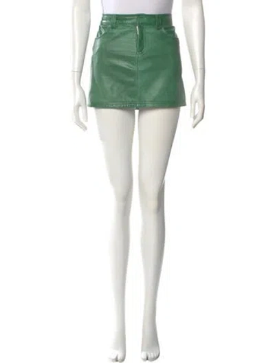 Pre-owned Alice And Olivia Leather Mini Skirt In Green