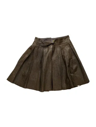 Pre-owned Alice And Olivia Leather Mini Skirt In Green