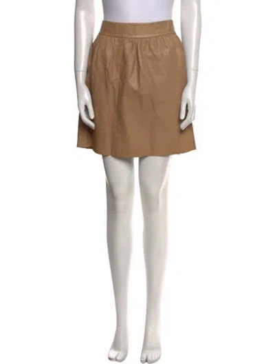 Pre-owned Alice And Olivia Leather Mini Skirt In Neutral