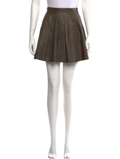 Pre-owned Alice And Olivia Leather Mini Skirt In Neutral
