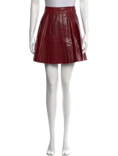 Pre-owned Alice And Olivia Leather Mini Skirt In Red