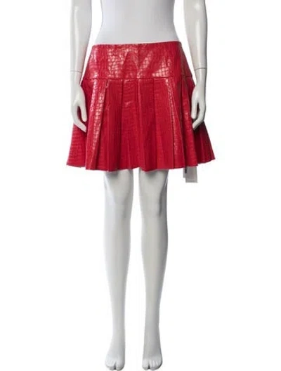 Pre-owned Alice And Olivia Leather Mini Skirt In Red