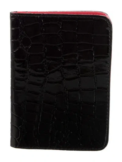 Pre-owned Alice And Olivia Leather Passport Case In Black
