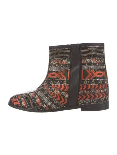 Pre-owned Alice And Olivia Leather Patterned Boots In Multi