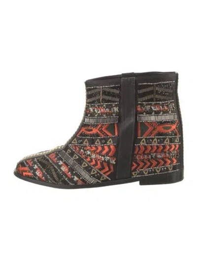 Pre-owned Alice And Olivia Leather Printed Boots In Multi