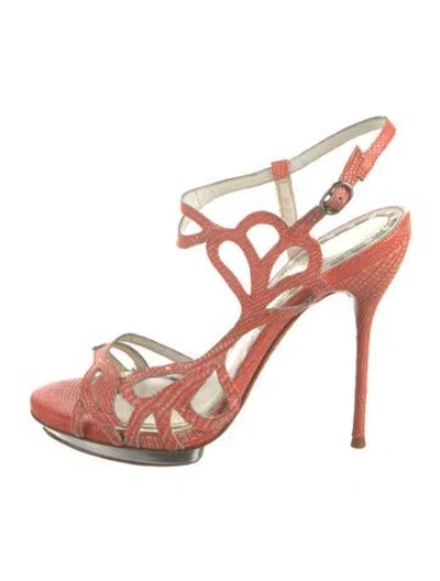 Pre-owned Alice And Olivia Leather Sandals In Orange