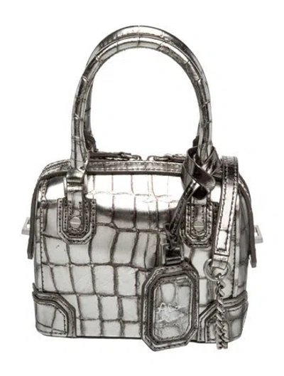 Pre-owned Alice And Olivia Leather Shoulder Bag In Silver