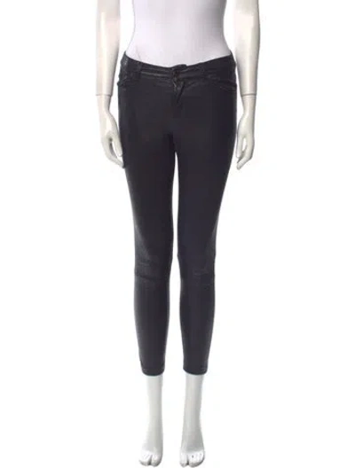 Pre-owned Alice And Olivia Leather Skinny Leg Pants In Black