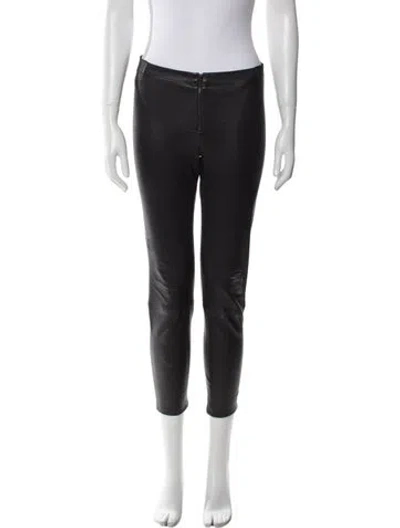 Pre-owned Alice And Olivia Leather Skinny Leg Pants In Black