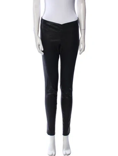 Pre-owned Alice And Olivia Leather Skinny Leg Pants In Black