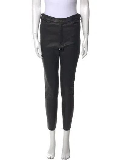 Pre-owned Alice And Olivia Leather Skinny Leg Pants In Black