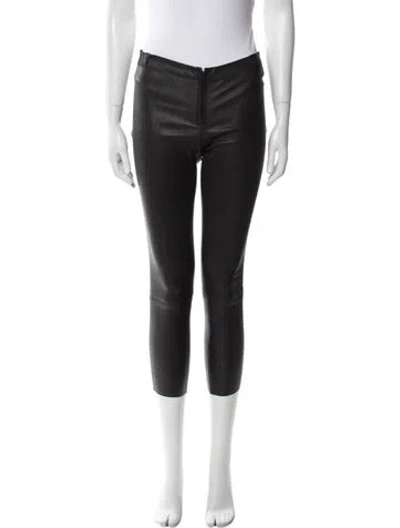 Pre-owned Alice And Olivia Leather Skinny Leg Pants In Black