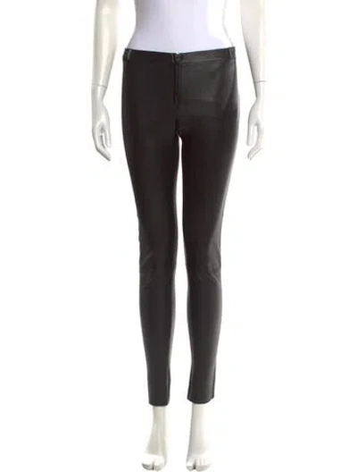 Pre-owned Alice And Olivia Leather Skinny Leg Pants In Black