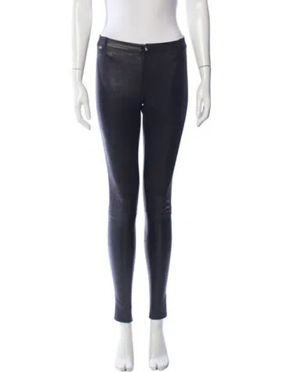 Pre-owned Alice And Olivia Leather Skinny Leg Pants In Black