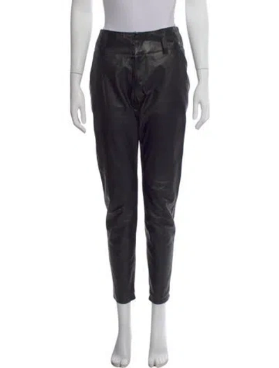 Pre-owned Alice And Olivia Leather Skinny Leg Pants In Black