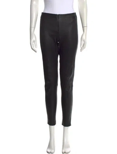 Pre-owned Alice And Olivia Leather Skinny Leg Pants In Black