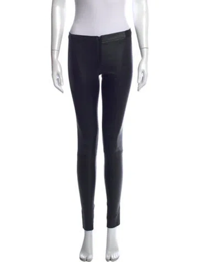 Pre-owned Alice And Olivia Leather Skinny Leg Pants In Black