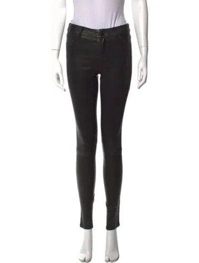 Pre-owned Alice And Olivia Leather Skinny Leg Pants In Black