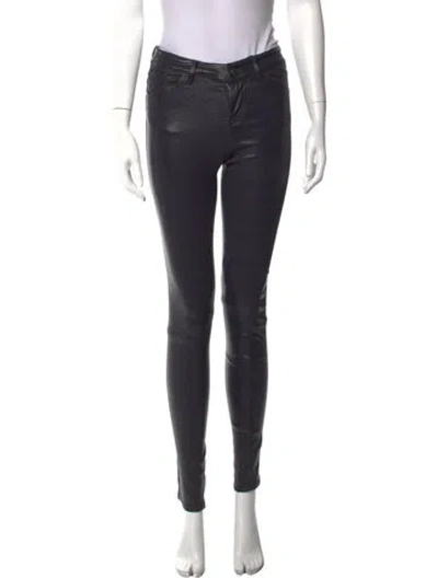 Pre-owned Alice And Olivia Leather Skinny Leg Pants In Black