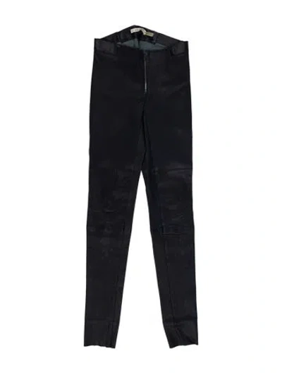 Pre-owned Alice And Olivia Leather Skinny Leg Pants In Blue