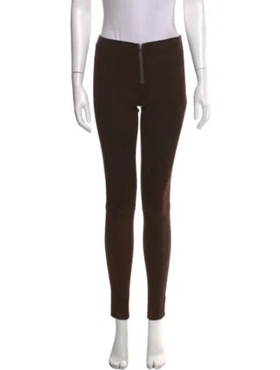 Pre-owned Alice And Olivia Leather Skinny Leg Pants In Brown