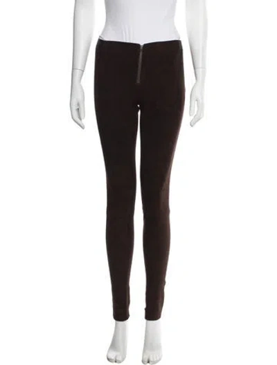 Pre-owned Alice And Olivia Leather Skinny Leg Pants In Brown