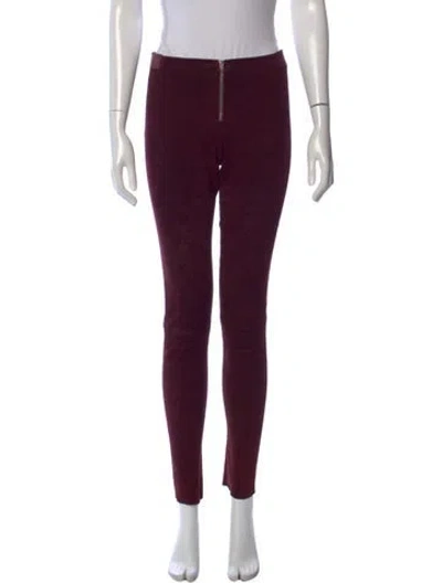 Pre-owned Alice And Olivia Leather Skinny Leg Pants In Burgundy