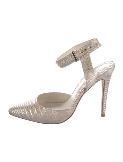 Pre-owned Alice And Olivia Leather Slingback Pumps In Neutral
