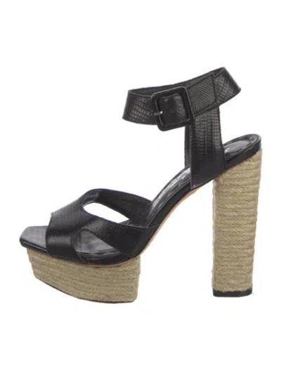 Pre-owned Alice And Olivia Leather Slingback Sandals In Black