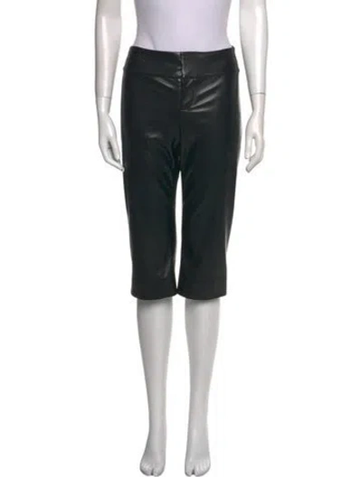 Pre-owned Alice And Olivia Leather Straight Leg Pants In Blue