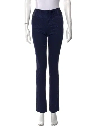 Pre-owned Alice And Olivia Leather Straight Leg Pants In Blue