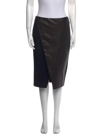 Pre-owned Alice And Olivia Leather Trim Embellishment Knee-length Skirt In Black