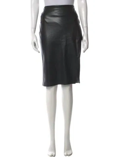 Pre-owned Alice And Olivia Leather Trim Embellishment Knee-length Skirt In Black