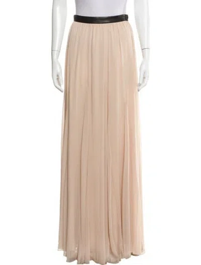 Pre-owned Alice And Olivia Leather Trim Embellishment Long Skirt In Neutral