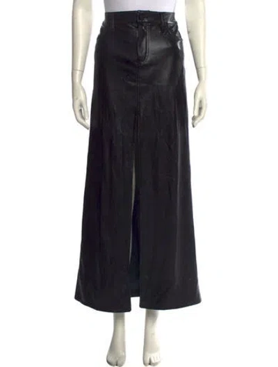 Pre-owned Alice And Olivia Leather Trim Embellishment Long Skirt W/ Tags In Black