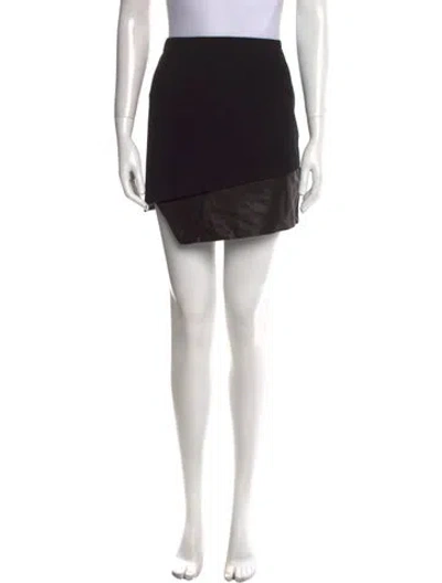 Pre-owned Alice And Olivia Leather Trim Embellishment Mini Skirt In Black