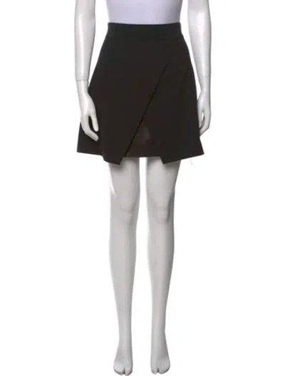 Pre-owned Alice And Olivia Leather Trim Embellishment Mini Skirt In Black